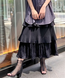 プリーツ加工ティアードスカート | レディース服・レディース