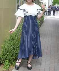 フリルドッキングワンピ(紺-F)