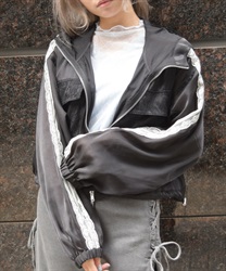 フード付シアブルゾン(黒-F)