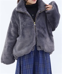 ラビットライクファーコート(チャコール-F)