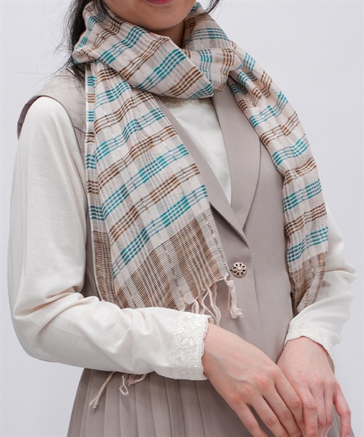 チェック柄プリントストール