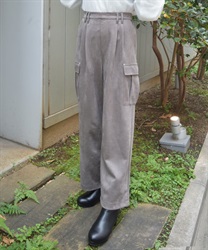 カットスエードカーゴパンツ(グレー-F)