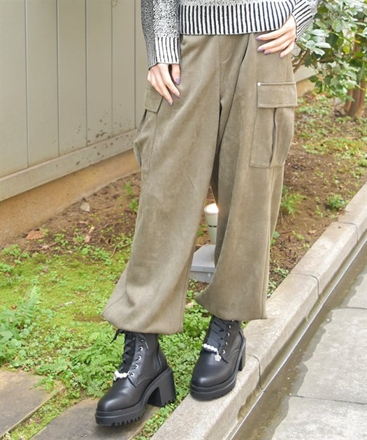 カットスエードカーゴパンツ