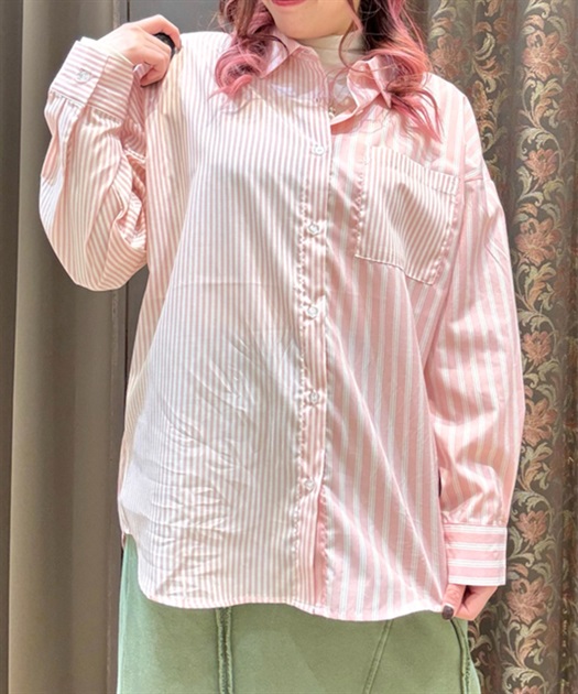 切り替えストライプシャツ