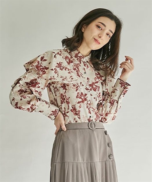 アソート釦花柄フレアブラウス | outlet | axes femme online shop アソート釦花柄フレアブラウス | outlet | axes femme online shop