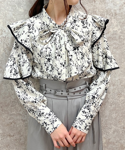 リボン付きフリル袖ブラウス【期間限定価格】 | outlet | axes リボン付きフリル袖ブラウス【期間限定価格】 | outlet | axes