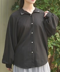 スキッパー風シャツチュニック(黒-F)