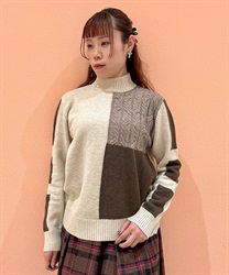 バイカラーニットプルオーバー(生成り-F)