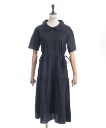 襟付きティアードワンピース(黒-F)