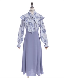 花柄ブラウスドッキングワンピース【期間限定価格】(パープル-F)