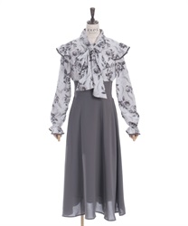 花柄ブラウスドッキングワンピース【期間限定価格】(グレー-F)