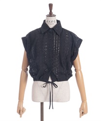 シアーレースシャツ(黒-F)