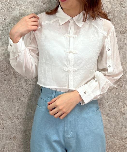 チャイナボタンシアーシャツ | レディース服・レディース