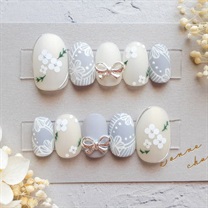 紫陽花レースネイルチップ(ブルー-Ｓ)