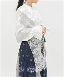 フラワーレースストール【2点10%OFF対象商品】(グレー-F)