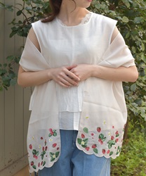 フルーツ刺繍ストール【2点10%OFF対象商品】(ピンク-F)