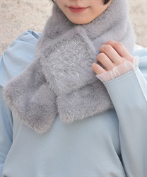 刺繍ファーティペット【WEB先行販売】(グレー-F)