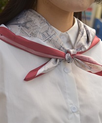 マップ柄大判スカーフ(赤-F)