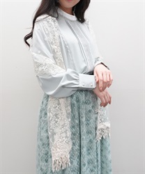 ローズフラワーレースストール(生成り-F)