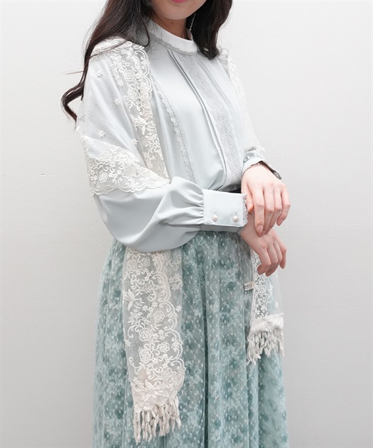 ローズフラワーレースストール