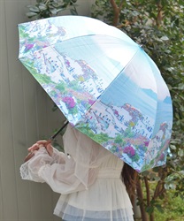 街柄晴雨兼用ショート傘【2点10%OFF対象商品】(ブルー-F)