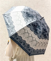 レース柄晴雨兼用ショート傘(チャコール-F)