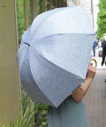 ダマスク柄晴雨兼用ショート傘(サックス-F)