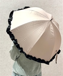 フリル使い晴雨兼用ショート傘(グレージュ-F)