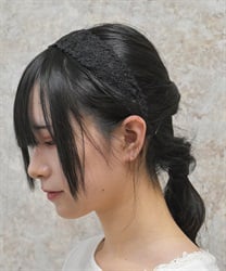 花柄レースカチューシャ(黒-F)