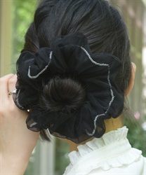 パールラインシフォンシュシュ(黒-F)