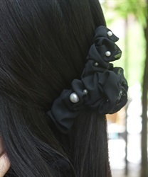 ギャザーパールバンスクリップ(黒-F)