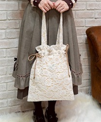 総レース巾着トート(生成り-F)