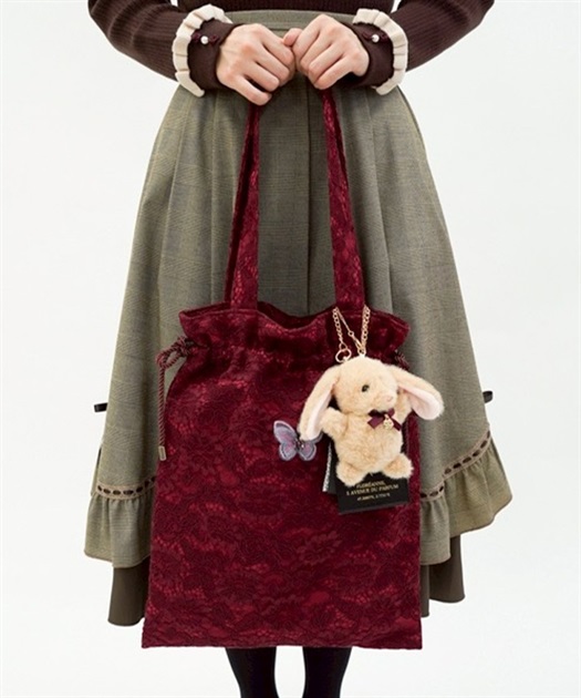 総レース巾着トート【ランク別お値下げ対象商品】(ワイン-F)