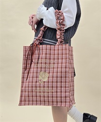 リボンドロストチェックトート(赤-F)