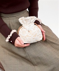 総レース巾着ポーチ(生成り-F)