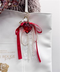 ハート×リボンパールチャーム(赤-F)