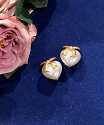 パールハート×リボンイヤリング(グロス-F)