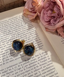 オーロラビジュー風イヤリング(ブルー-F)