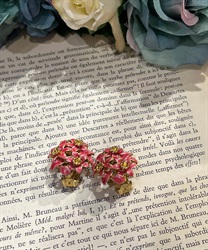 フラワーブーケイヤリング(ピンク-F)