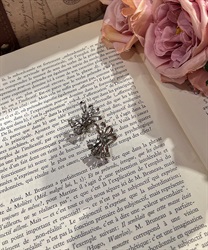 ヴィンテージリボンイヤリング(シルバー-F)