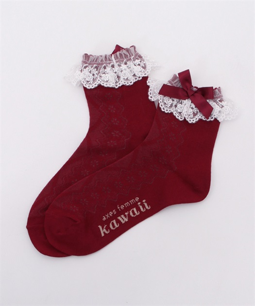 透かしレースアップ柄ソックス | kawaii | axes femme online shop