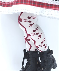 レースアップローズタイツ【予約】(赤-F)