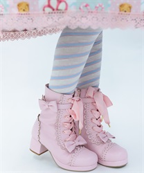 斜めストライプオーバーニー(ピンク-F)