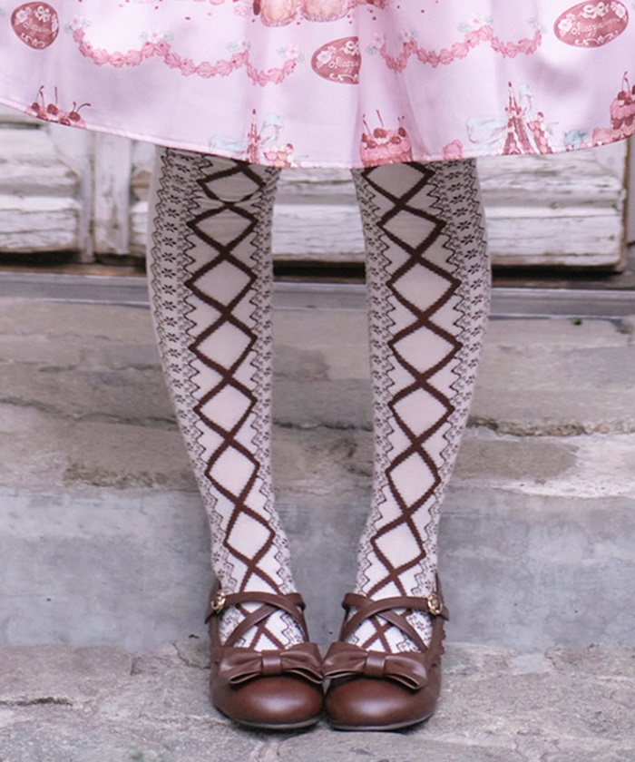 ららです!【美品】axes femme kawaii 総柄 レース レースアップ柄オーバーニー | kawaii | axes femme online shop