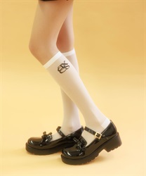 ロゴ入りシアーハイソックス【2点10%OFF対象商品】(白-F)