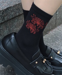 彼岸花プリントソックス【WEB先行販売】(赤-F)