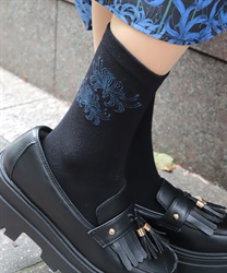 彼岸花プリントソックス【WEB先行販売】(ブルー-F)