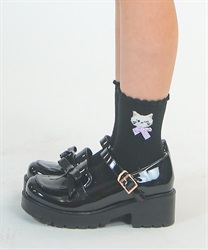 もふねこクルーソックス【2点10%OFF対象商品】(黒-F)