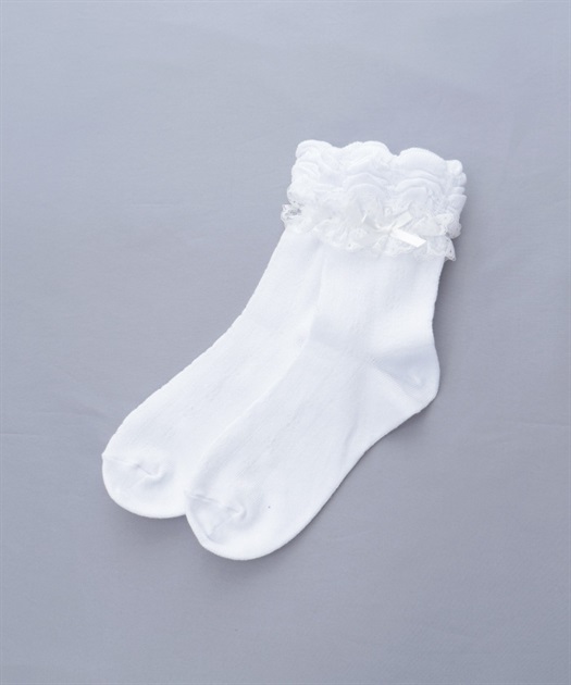 レースリボンクルーソックス