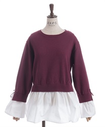 布帛ドッキングプルオーバー(ワイン-F)